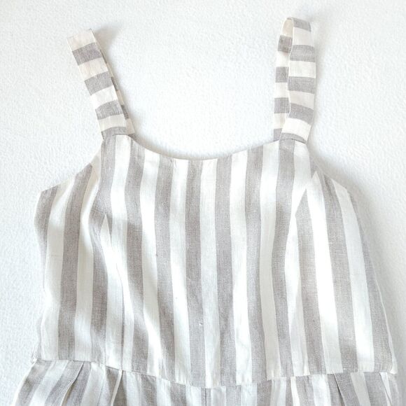 Linen Jumpsuit by Flavia Aranha Wide Stripe Overalls Beige Minimal Neutral Beach - Picture 3 of 12